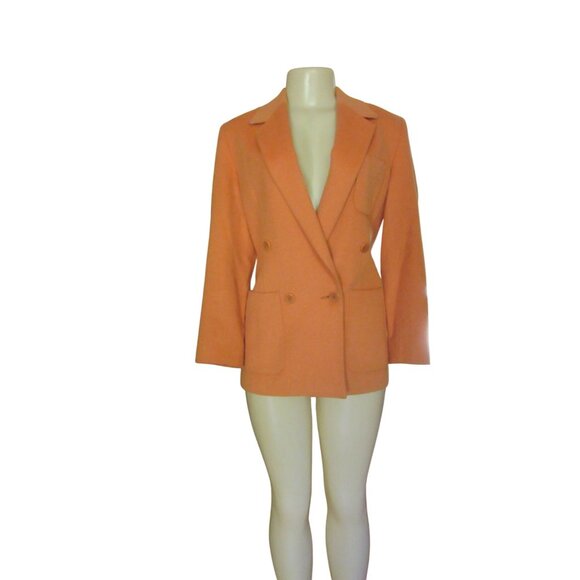 Vintage Austin Reed Petite Blazer Burnt Orange Wool & Angora Double Breasted SZ - Picture 2 of 7
